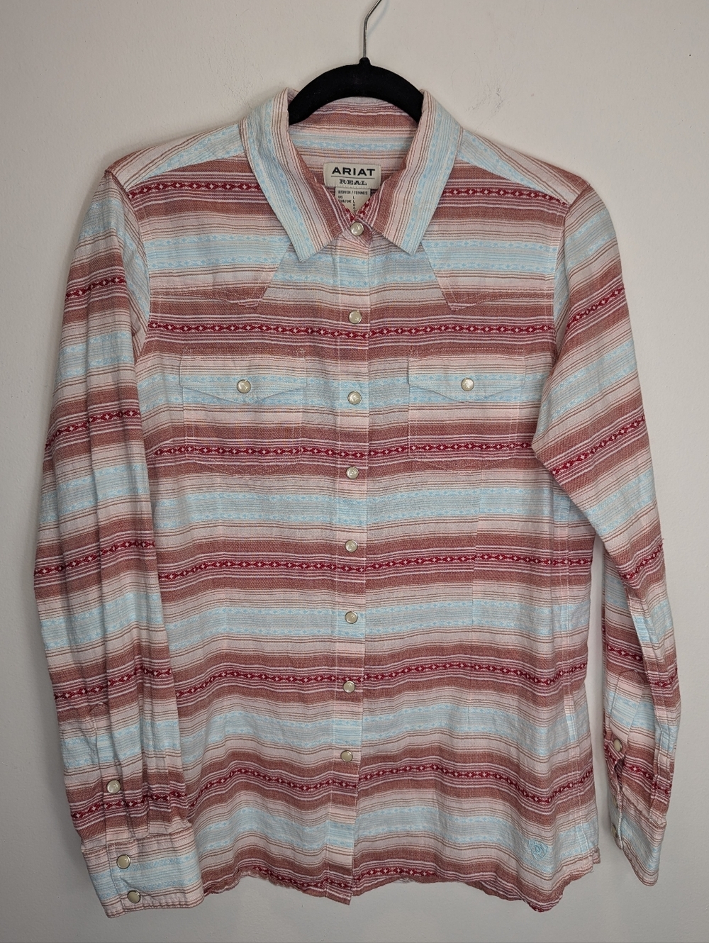 Ariat Women's Real Savannah Snap Long Sleeve Western Shirt Jacquard Large